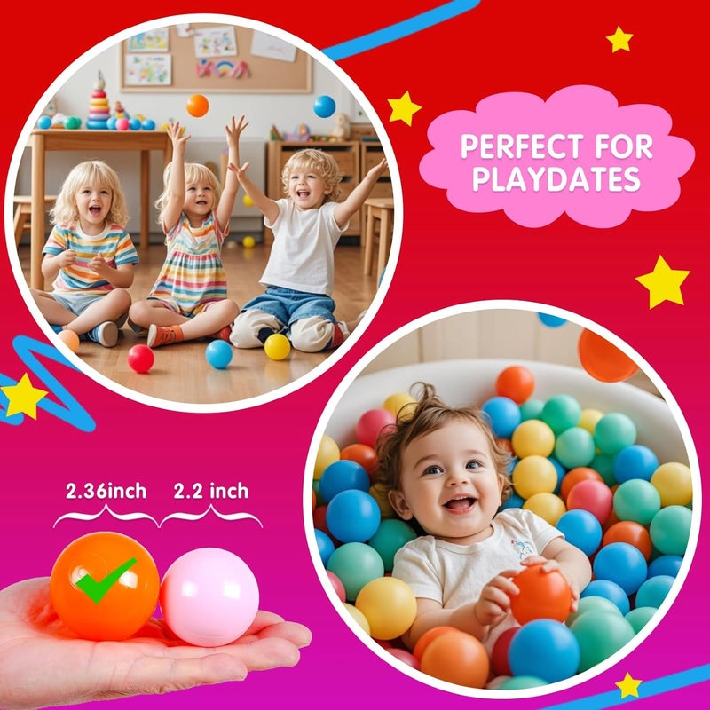 Realhaha Pit Balls for Toddlers, BPA Free Plastic Balls for Babies for Boys Girls Play Pin Kid Bounce House, 100 Pieces, 2.2 2.36 2.75 Inch - Image 4